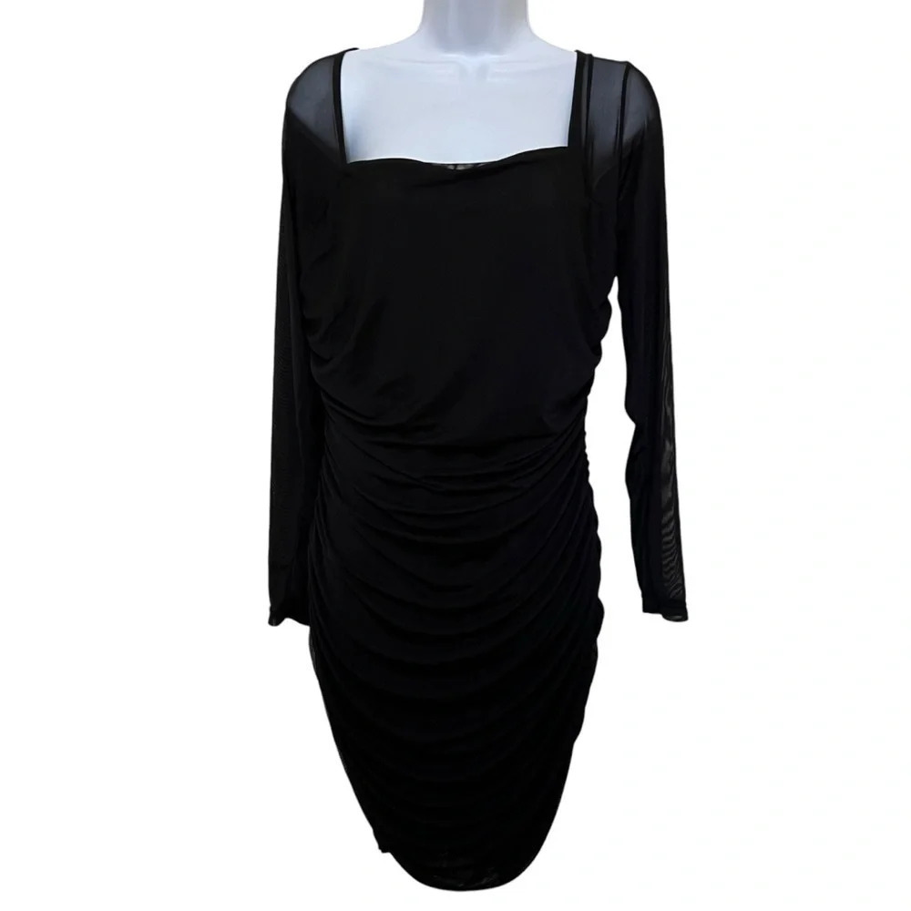 Fashion Nova Ruched Dark Romantic LBD Black Size 2X‎